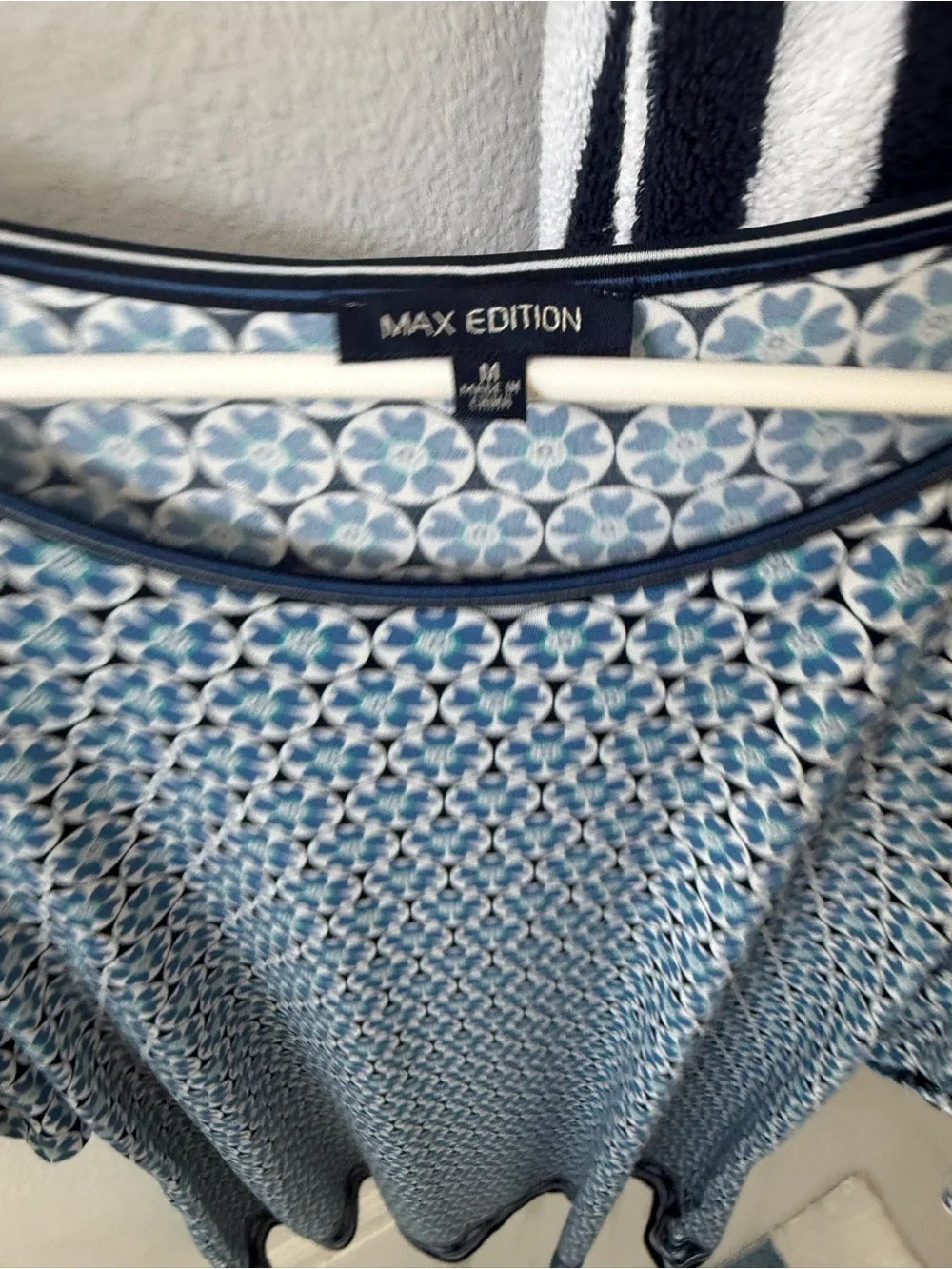 Max Edition Blue and White Geometric Print Dress